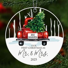 First Christmas Married Ornament 2025, Our First Christmas As Mr and Mrs, Just M