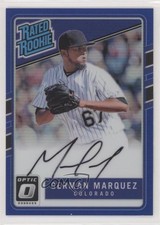 2017 Donruss Optic Rated Rookies Base Blue Prizm 39/75 German Marquez Auto nd3