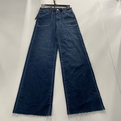 PAIGE Anessa Utility High-Rise Wide-Leg Jeans Women's Size 24 Blue