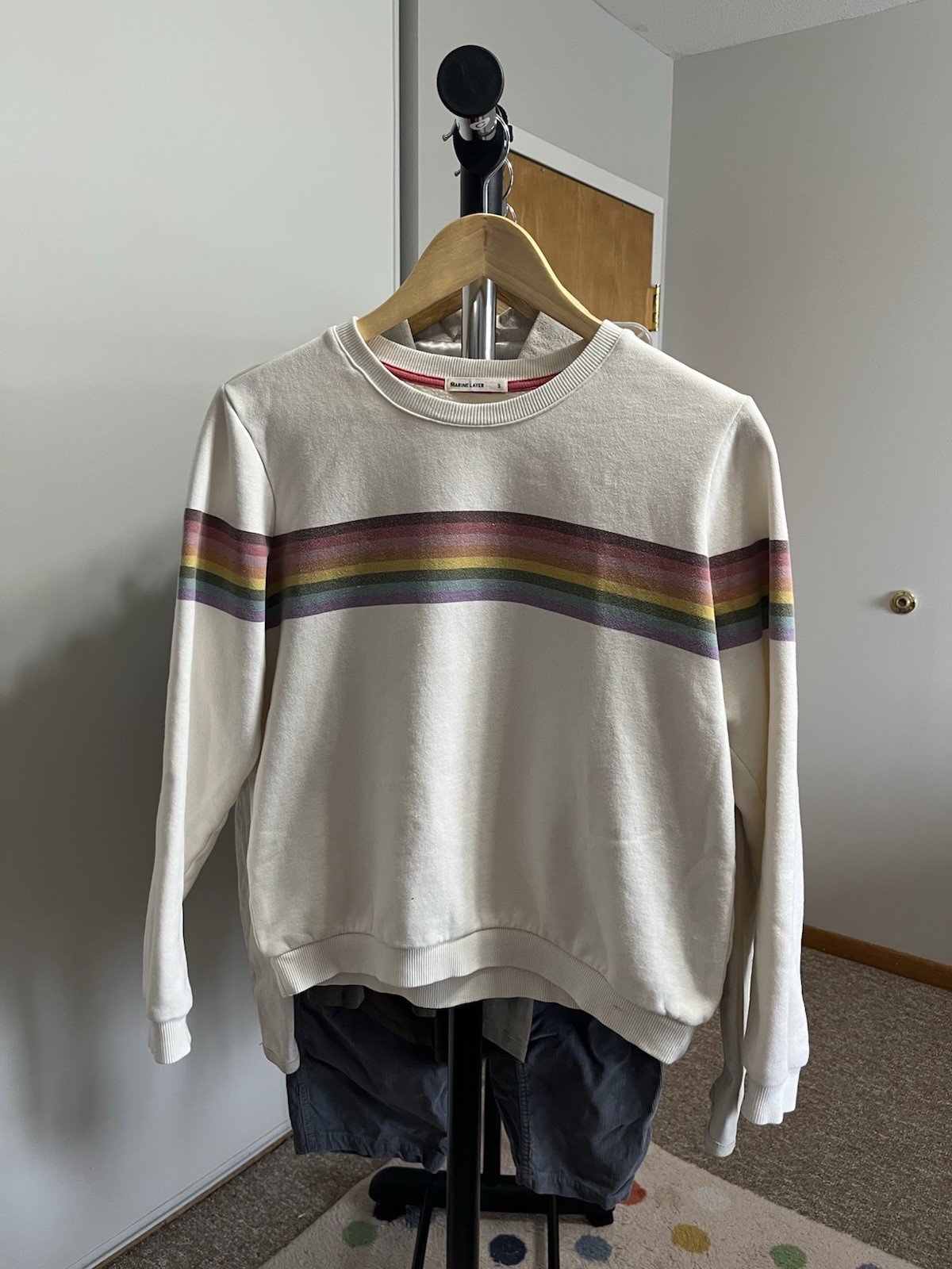 Women’s Marine Layer Rainbow Striped Crewneck Sweater Size Small Cotton Blend