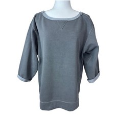 Women's Gray Oversized Sweatshirt Prewashed Cotton/Polyester Size Small