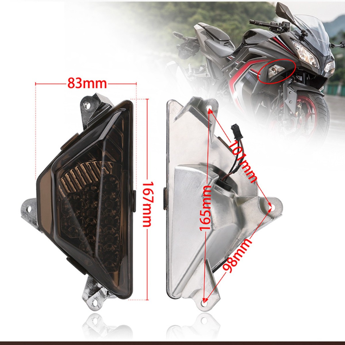 Pair Front Turn Signals Light Lamp For KAWASAKI NINJA ZX6R ZX4R ZX