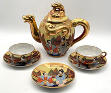 Geisha Lithophane Teeservice Satsuma Stil Teekanne & Tassen Japan Tee Geschirr