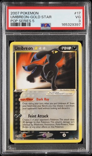 2007 POKEMON POP SERIES 5 #17 UMBREON-GOLD STAR PSA 3