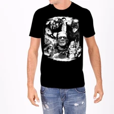 Universal Monsters Mens Dracula Frankenstein Bride Glow in the Dark T-Shirt