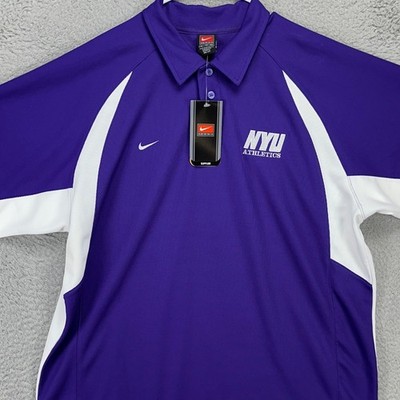 NYU Athletics Mens Golf Polo Shirt XL Purple Rugby Short Sleeve