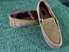 Polo Ralph Lauren Men's Moccasin Brown Faux Suede Slippers Size 10