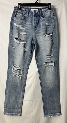 NWT Flying Monkey Black Label Womens Light Wash Distressed Jeans Denim Size 25