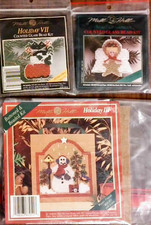 3 Mill Hill Cross Stitch BEAD Kit Christmas Holiday VII cat angel snowman III