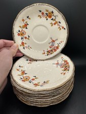 Set of 10 TEA SAUCERS ALFRED MEAKIN WINDMILL Royal Maricold Vintage 