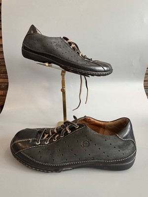 Vintage Y2K Born Black Leather Sneakers Shoes Lace Up Indie Sleaze Grunge Skater
