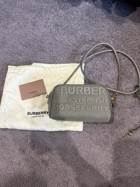 Burberry Horseferry Logo Green Canvas/Leather Zip Crossbody Bag Gold + Dust Bag