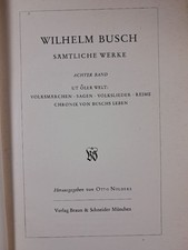 Wilhelm Busch Sämtliche Werke 8. Band Lyrikbuch Humor Volksmärchen