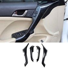 4pcs Carbon Fiber Inner Door Handle Lock Cover Trim Fit For Acura Tsx 2009-2013