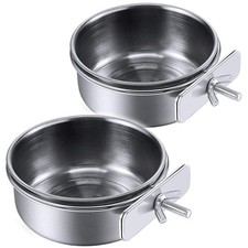 Stainless Steel Parrot Feeders with Clamp Holder - 2 Pack Food Water Bowls