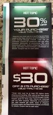 SET OF 2 HOT TOPIC COUPON COUPONS EXPIRES 01/12/2026