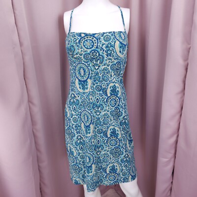 '90s Y2K BCBG Women's Blue Floral Spaghetti Strap Backless Sheath Dress  Medium | eBay