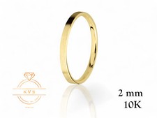 10K Yellow Gold 2mm FLAT Wedding Band Ring - Comfort Fit Solid Gold ICE-MATTE