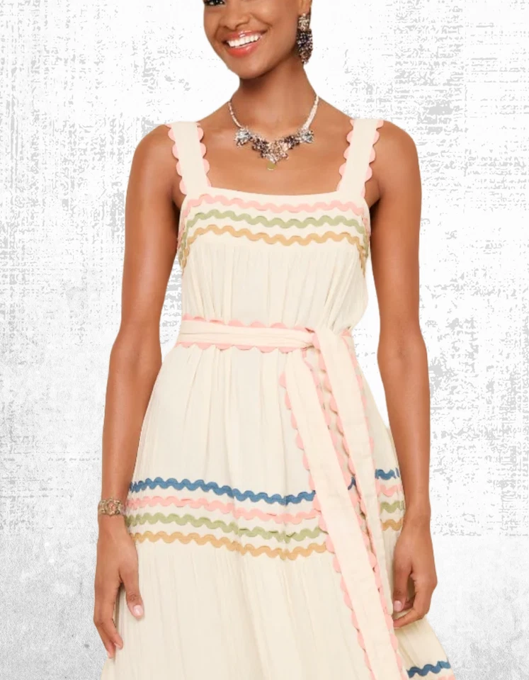 Vestido para mujer WYSE sin mangas Ric Rac en cinturón Luciella marfil/precio de venta sugerido por el fabricante 195 GBP Foto 3 de 4