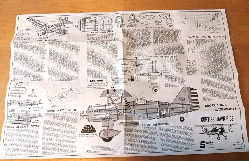 Sterling Models CURTISS HAWK P-6E Balsa Wood Model Airplane PLANS & BOX ONLY - Image 3 of 4