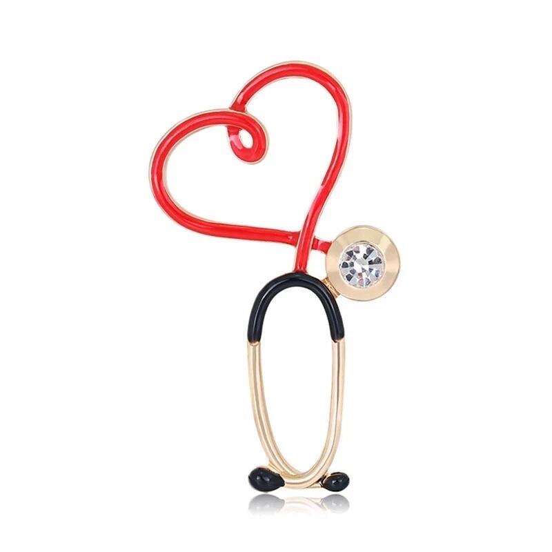 ZARD Stethoscope Heart Enamel Pin Brooch Gift for Doctor Nurse Medical Stuff