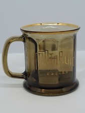 MotorCity Casino Amber Colored Mug with Gold Tone Trim - Made in USA