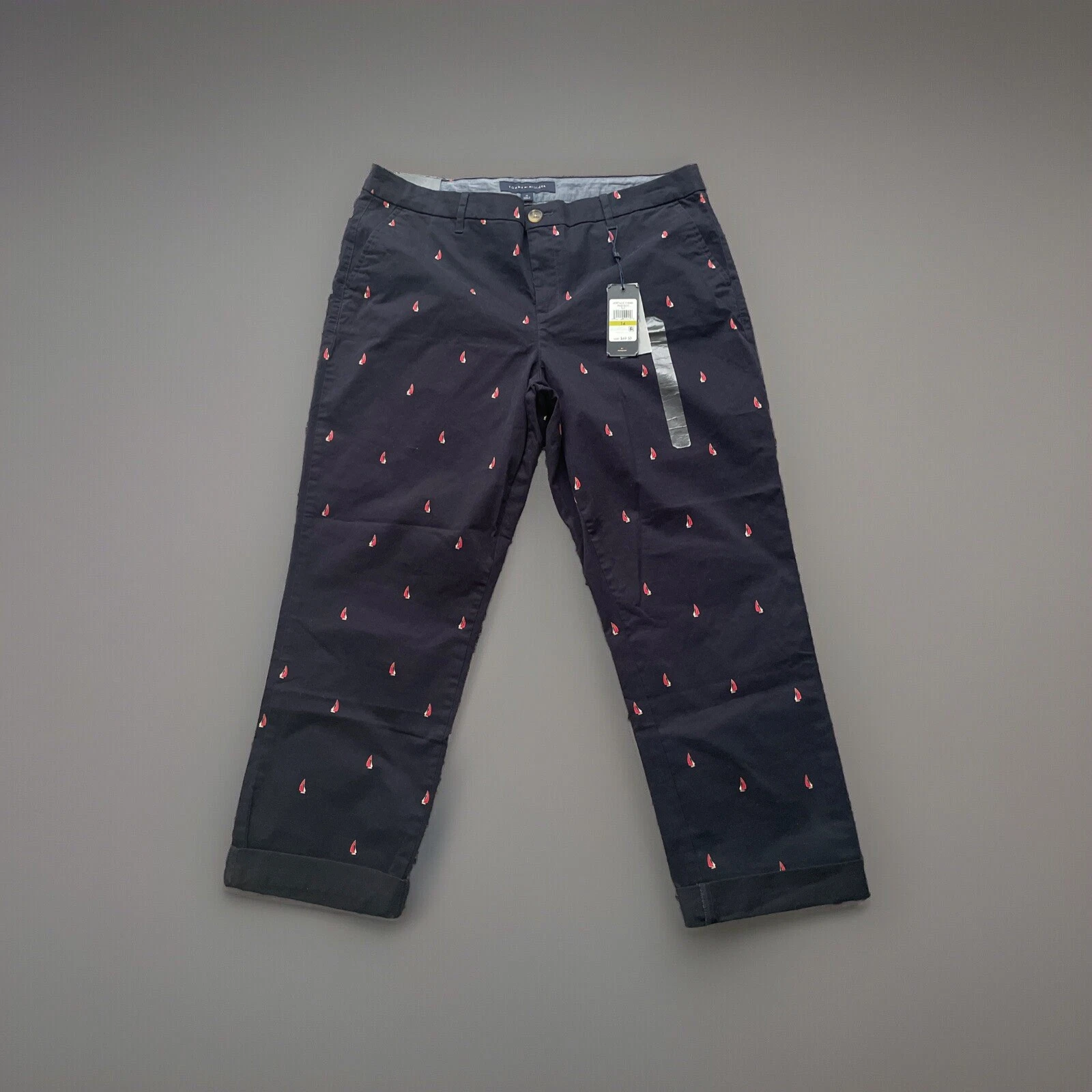 NWT Tommy Hilfiger Women Size 14 Relaxed Capri Pants Travel Beach Festive
