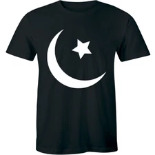 Beautiful Cresent Moon And Star Design Icon Silhouette Emoticon Men's T-shirt