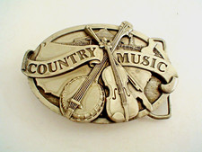 1984 Country Music Collector's Belt Buckle Siskiyou Buckle Co. Crossed Banjo