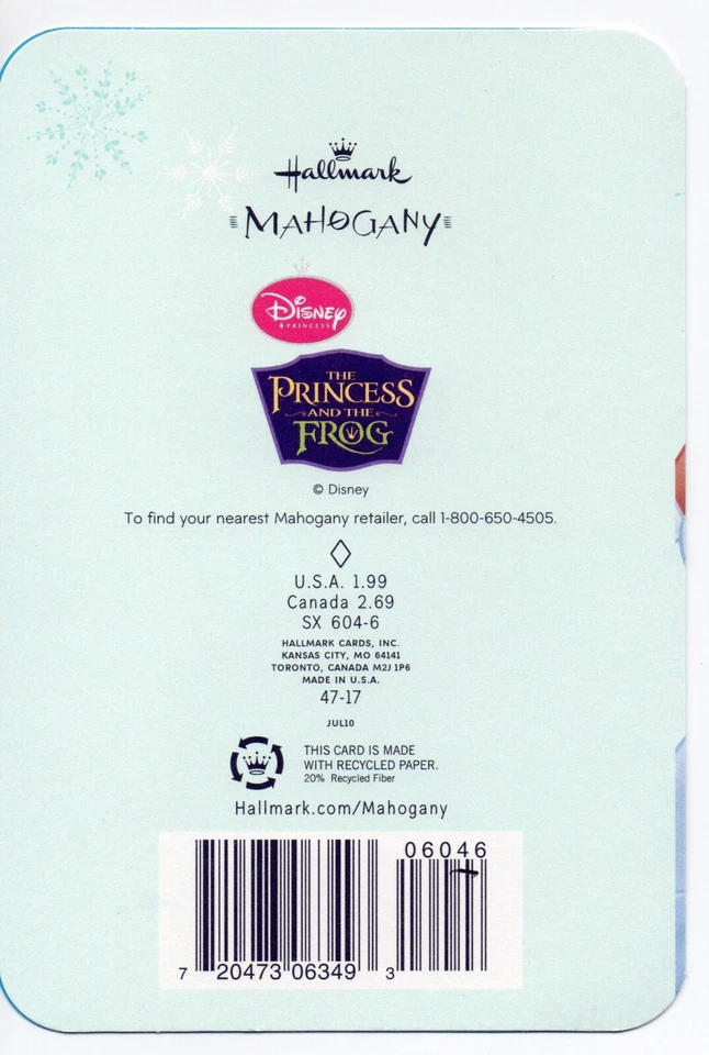 Tarjeta de NAVIDAD Disney PARA NIÑA, Princesa Tiana y Rana por Hallmark Caoba +✉ Foto 3 de 4