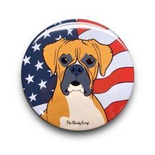 Boxer Dog USA Flag Magnet Handmade Retro Pet Portrait Art Gift Decor 3.5"