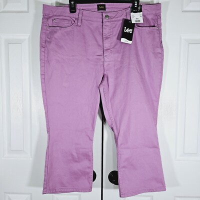 Lee Women's Mid Rise Pansy Capri Pants Pink Rose Cropped Denim Sz 20M