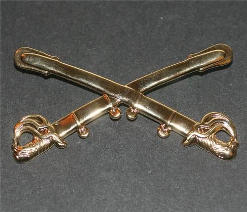 CIVIL WAR Cross Saber UNION US Cavalry CSA Confederate Rebel BRASS LAPEL HAT PIN