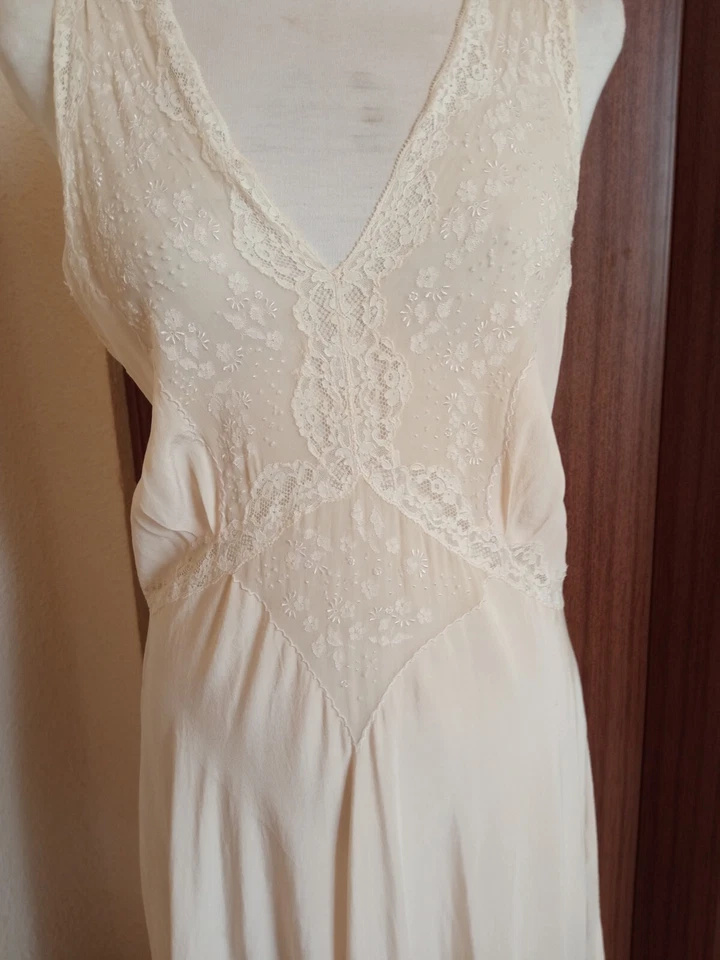 Conjunto de vestido y chaqueta vintage años 50 crema 100 % seda corte sesgado Foto 4 de 4