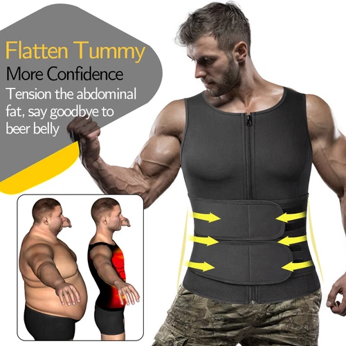 US Fajas Para Adelgazar Reductoras Abdomen Faja De Ejercicio Hombre Workout Vest - Picture 8 of 28