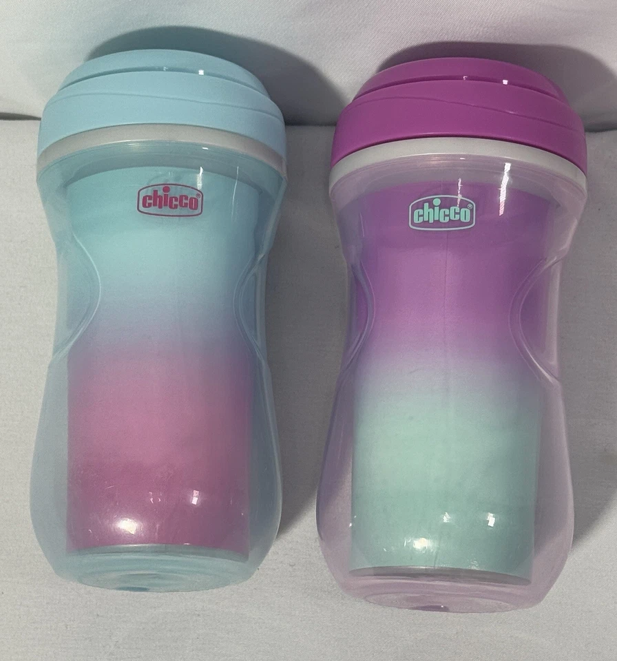 Juego de 2 tazas para sorber Chicco 9 oz a prueba de derrames con aislamiento de doble pared Ombré púrpura Foto 4 de 4