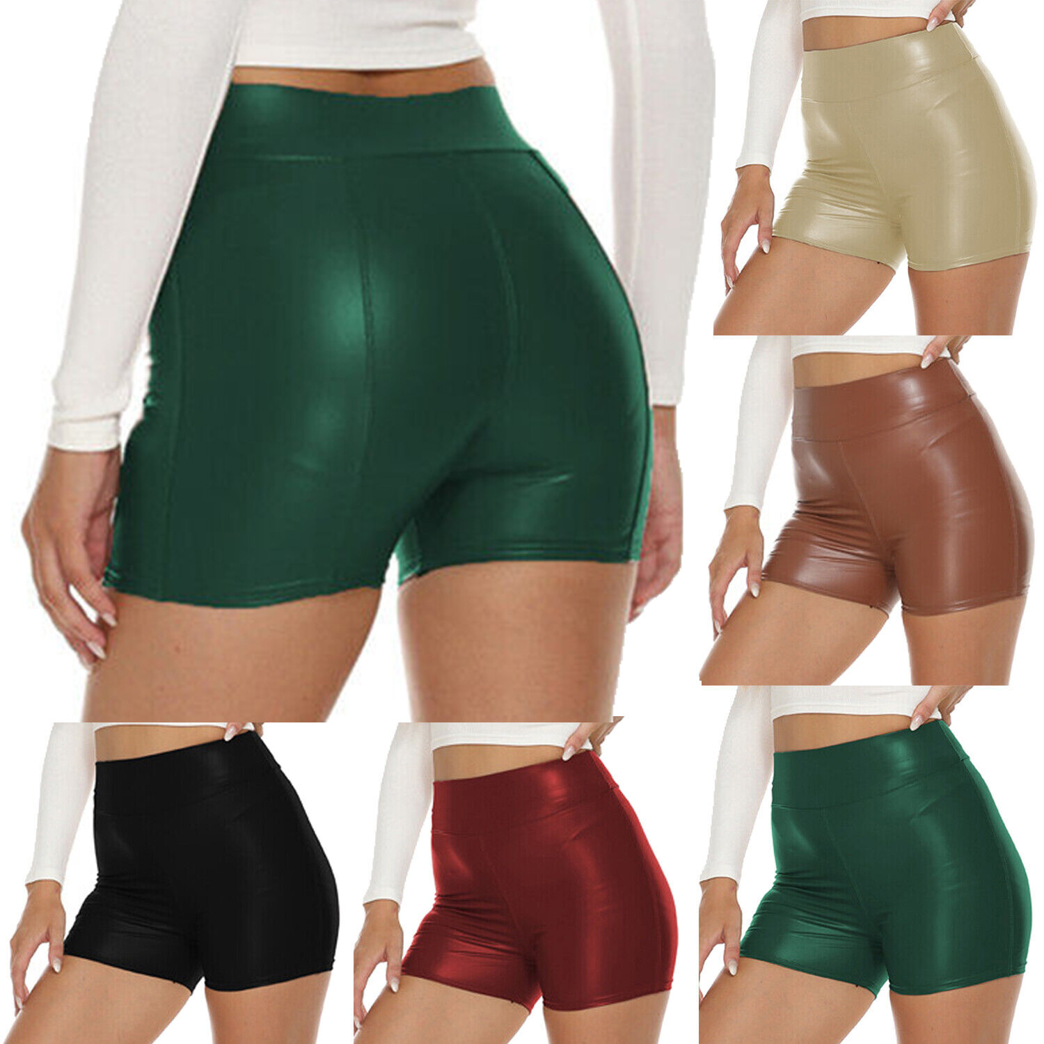 high waisted pu shorts