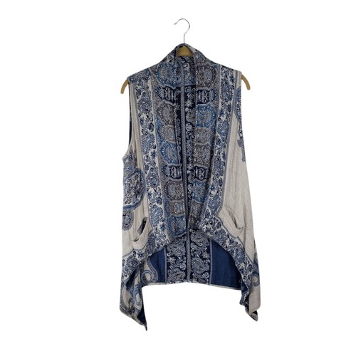 Petersilie & Salbei künstlerische Wendeweste M Paisley Schal Print offen Wasserfall - Bild 1 von 11