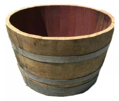 4 X Holzfaß,Weinfaß,Faß halbiert,Eichenfaß Miniteich Pflanzkübel, gebraucht,100L