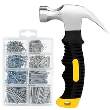 Hammer w/ Hardware Roofing Nails Assorted Set, 280 Wall & 280 Finishing Nails