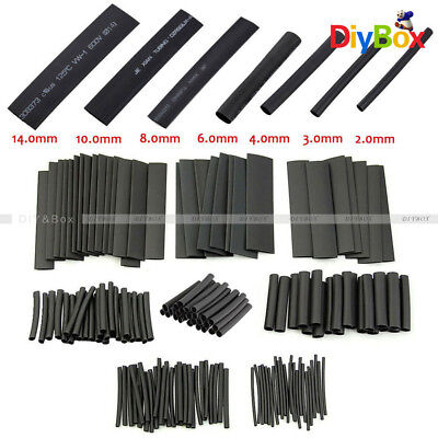 127Pcs Black Heat Shrink Tubing Tube Cable Sleeves Wrap Wire Set 7 Size for RC