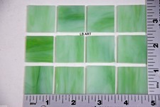 2107.00-12 PIECES 1" x 1" WHITE, LIGHT GREEN STREAKY BULLSEYE 3mm GLASS 90 COE