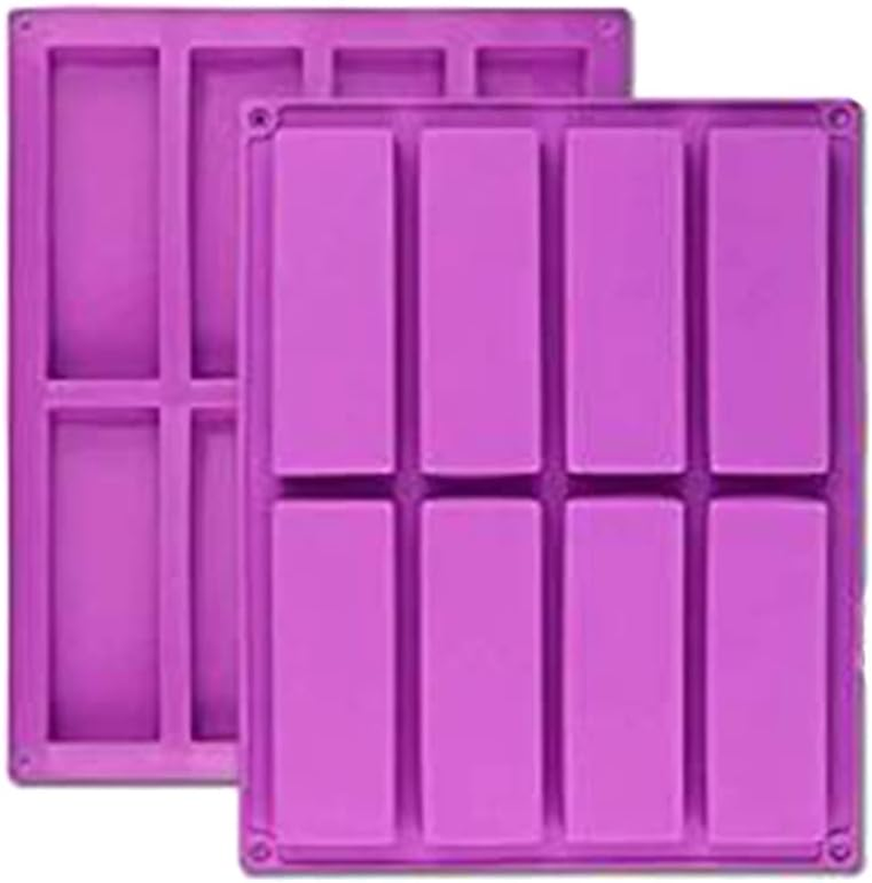 2PCS 8 Cavity Large Rectangle Granola Bar Silicone Moulds Nutrition/Cereal Bar M