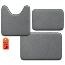 3Piece Bathroom Rug Set Memory Foam Bath Mats UltraSoft Water Absorbent