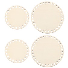 4"/6" Dia Crochet Basket Bottom, 4Pcs Round Blank Crochet Base, Woody