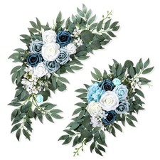 2 Packs Blue Artificial Wedding Arch Flower Swag 28/20 Inch Decor Welcome Sign