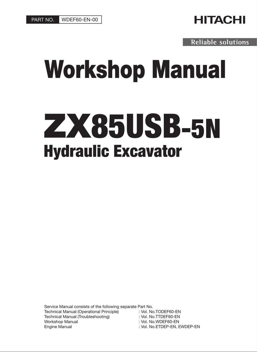 HITACHI ZAXIS ZX85USB-5N Excavator Workshop Service Manual