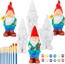 Barydat 6 Pcs Paint Your Own Garden Gnomes Unpainted Kit to Statue... 