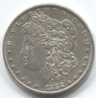 1882- MORGAN SILVER DOLLAR - 90% SILVER - AU -LOT # 175
