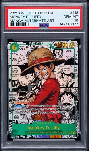 2025 ONE PIECE OP13-CARRYING ON HIS WILL #118 MONKEY D. LUFFY PSA 10